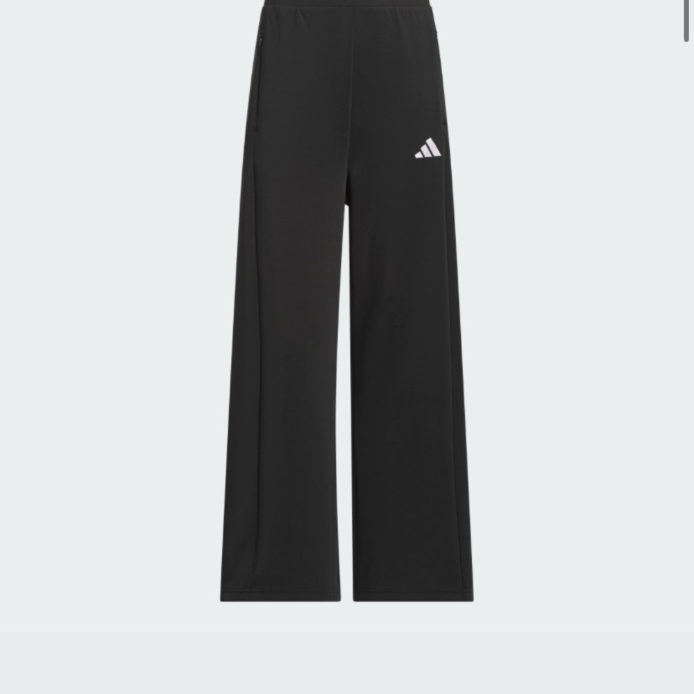 adidas Womens  Black Wide-Leg Track Pants with White Logo